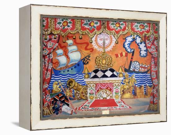 Set Design for 'The Flea', by Yevgeny Zamyatin, 1925 (Tempera on Wood)-Boris Mikhailovich Kustodiev-Framed Premier Image Canvas