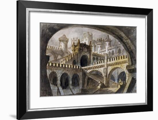 Set Design for Third Scene of Gabriella Di Vergy, Opera by Gaetano Donizetti-null-Framed Giclee Print