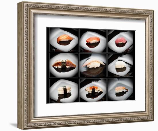 Set Of 9 Different Nigirizushi (Sushi)-Lev4-Framed Art Print