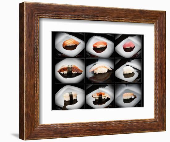 Set Of 9 Different Nigirizushi (Sushi)-Lev4-Framed Art Print