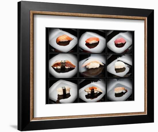 Set Of 9 Different Nigirizushi (Sushi)-Lev4-Framed Art Print