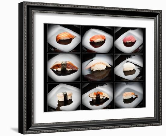 Set Of 9 Different Nigirizushi (Sushi)-Lev4-Framed Art Print