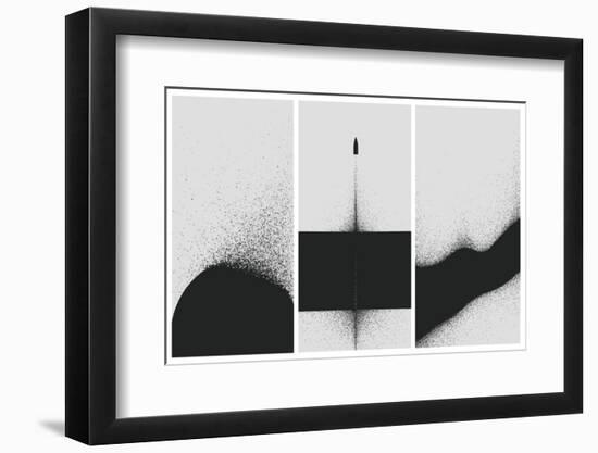 Set of Black and White Backgrounds with Dust Explosion and Particle Spraying-Maxger-Framed Photographic Print