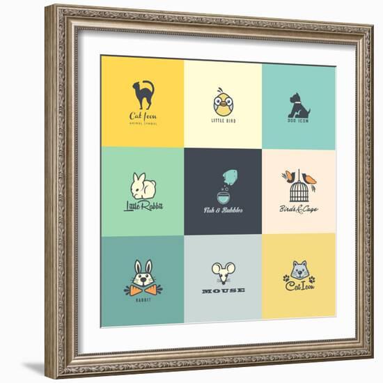 Set of Colorful Animal Icons-PureSolution-Framed Art Print