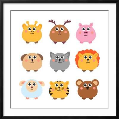 Set of Cute Animals Rounded Shape. Round Animals. Illustration' Art Print - Svetlana Borokh Set of Cute Animals Rounded Shape. Round Animals. Illustration' Art Print - Svetlana Borokh