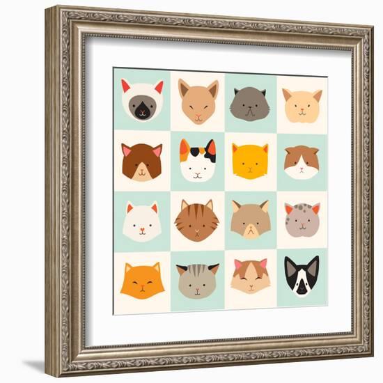 Set of Cute Cats Icons-coffeee_in-Framed Art Print