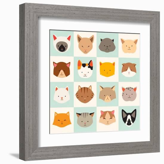 Set of Cute Cats Icons-coffeee_in-Framed Art Print