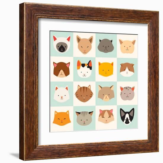 Set of Cute Cats Icons-coffeee_in-Framed Art Print