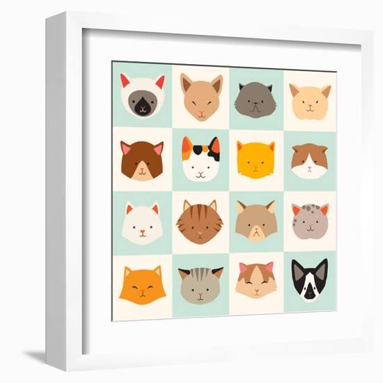 Set of Cute Cats Icons-coffeee_in-Framed Art Print