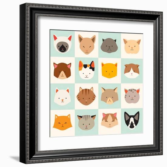 Set of Cute Cats Icons-coffeee_in-Framed Art Print