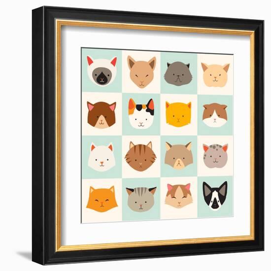 Set of Cute Cats Icons-coffeee_in-Framed Art Print