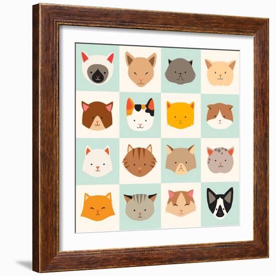 Set of Cute Cats Icons-coffeee_in-Framed Art Print