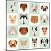 Set of Cute Dogs Icons Vector Flat Illustrations-coffeee_in-Mounted Art Print