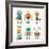 Set Of Cute Vintage Robots-Marish-Framed Art Print