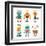 Set Of Cute Vintage Robots-Marish-Framed Art Print