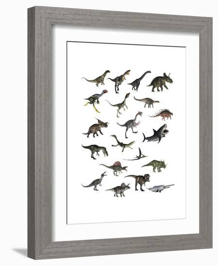 Set of Dinosaurs-null-Framed Premium Giclee Print