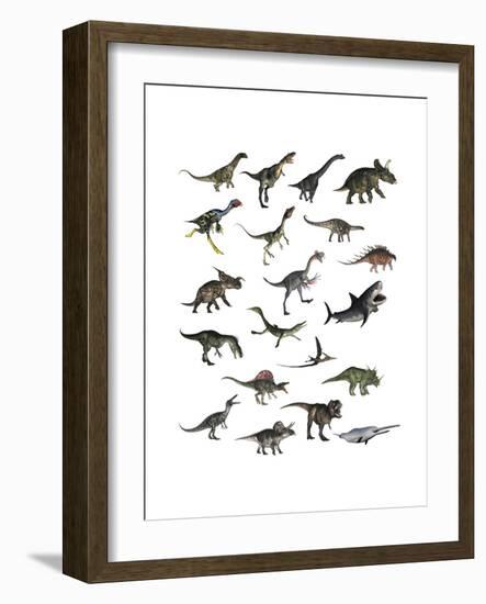 Set of Dinosaurs-null-Framed Premium Giclee Print