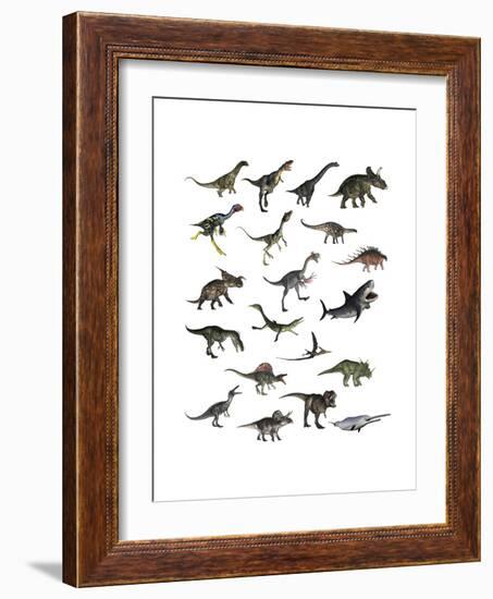 Set of Dinosaurs-null-Framed Premium Giclee Print