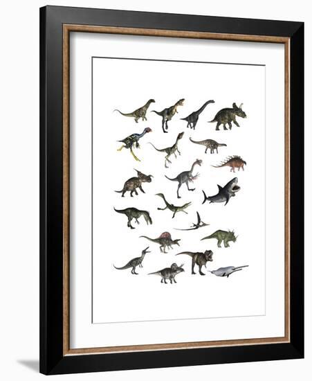 Set of Dinosaurs-null-Framed Premium Giclee Print