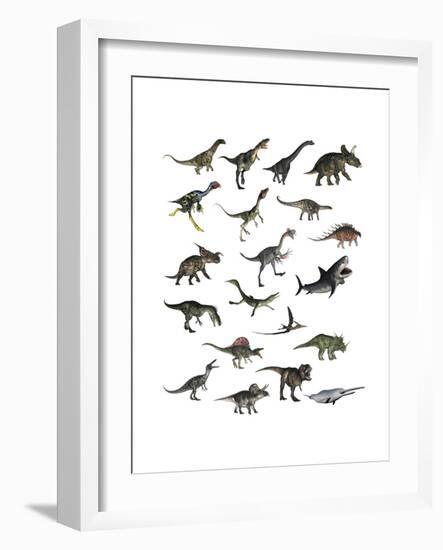 Set of Dinosaurs-null-Framed Premium Giclee Print