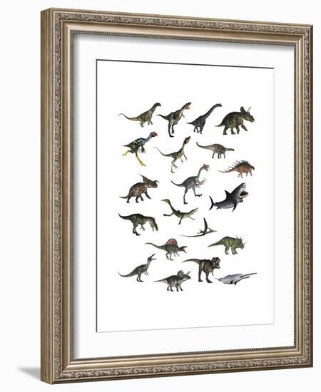 Set of Dinosaurs-null-Framed Art Print