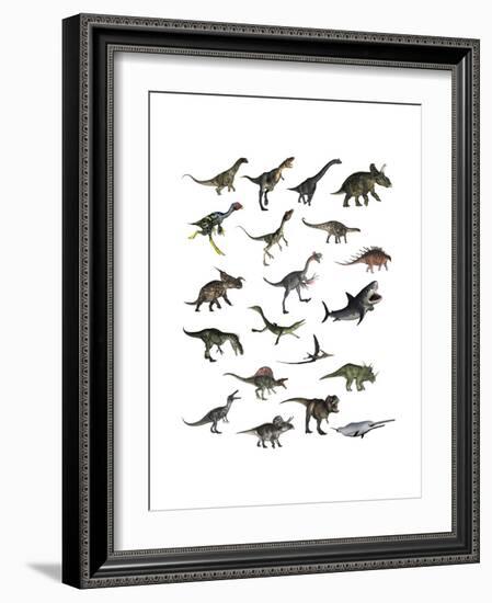 Set of Dinosaurs-null-Framed Art Print