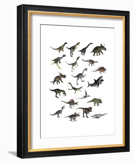 Set of Dinosaurs-null-Framed Art Print