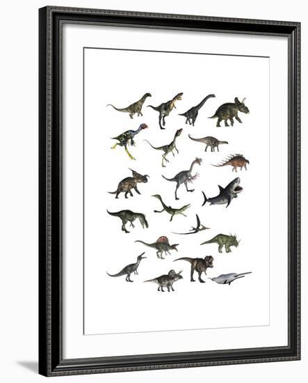 Set of Dinosaurs-null-Framed Art Print