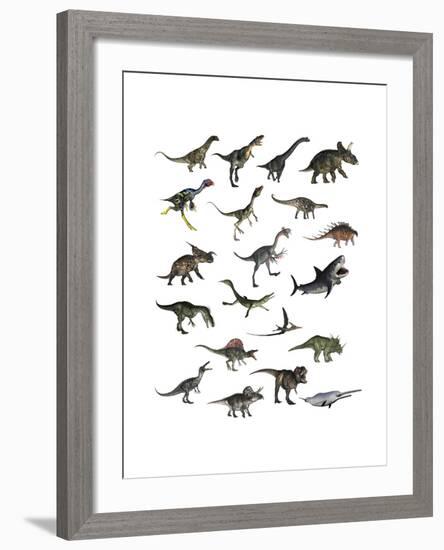 Set of Dinosaurs-null-Framed Art Print