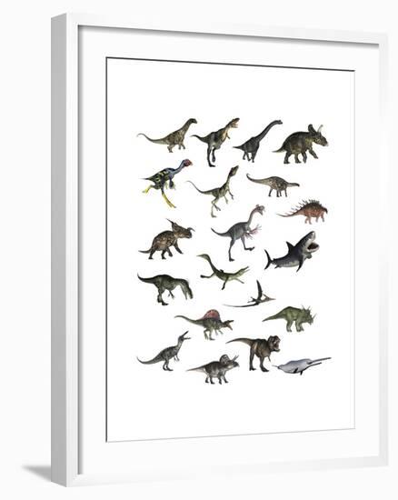 Set of Dinosaurs--Framed Art Print