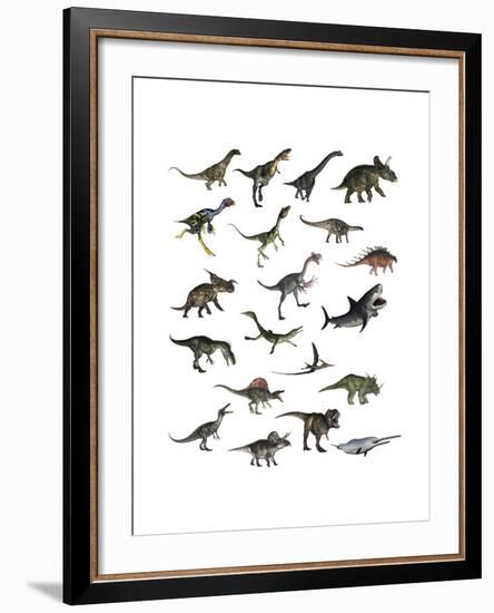 Set of Dinosaurs-null-Framed Art Print