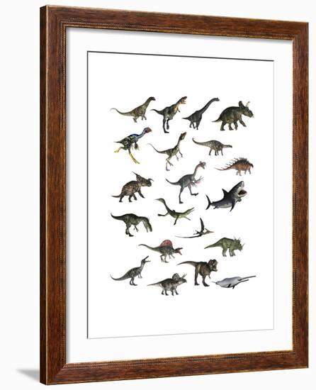 Set of Dinosaurs-null-Framed Art Print