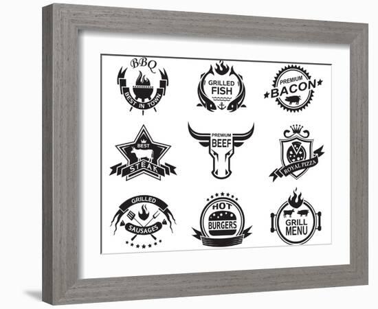 Set of Elements for a Restaurant Designs-Alexkava-Framed Art Print