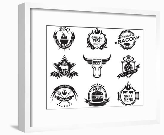 Set of Elements for a Restaurant Designs-Alexkava-Framed Art Print