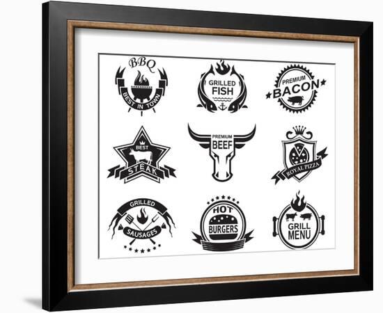 Set of Elements for a Restaurant Designs-Alexkava-Framed Art Print