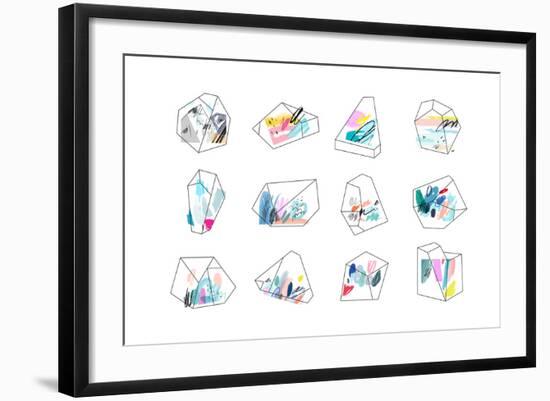 Set of Geometric Outline Shapes and Crystals-Lera Efremova-Framed Art Print