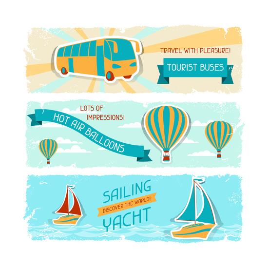 Set Of Horizontal Travel Banners In Retro Style Art Print Incomible Art Com