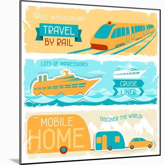 Set Of Horizontal Travel Banners In Retro Style-incomible-Mounted Art Print