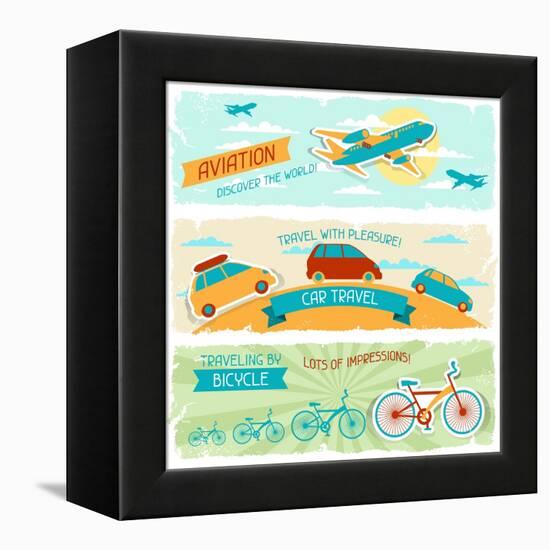 Set Of Horizontal Travel Banners In Retro Style-incomible-Framed Stretched Canvas