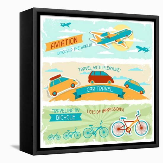 Set Of Horizontal Travel Banners In Retro Style-incomible-Framed Stretched Canvas