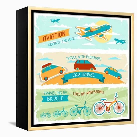 Set Of Horizontal Travel Banners In Retro Style-incomible-Framed Stretched Canvas