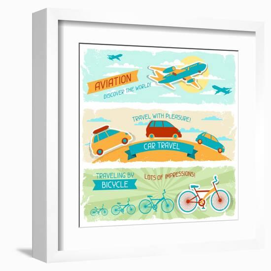 Set Of Horizontal Travel Banners In Retro Style-incomible-Framed Art Print