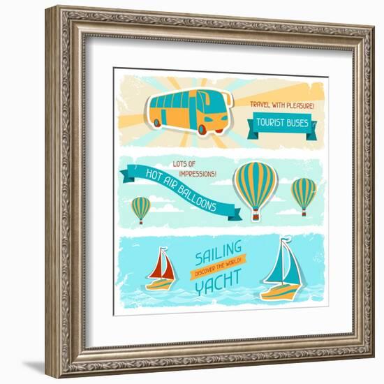 Set Of Horizontal Travel Banners In Retro Style-incomible-Framed Art Print