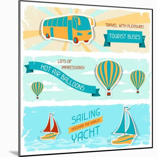 Set Of Horizontal Travel Banners In Retro Style-incomible-Mounted Art Print