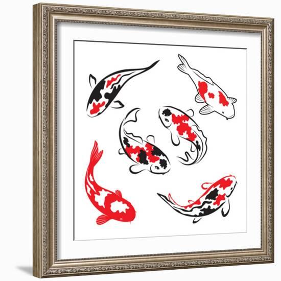 Set Of Koi Fish Illustration-Pixelcraft-Framed Art Print