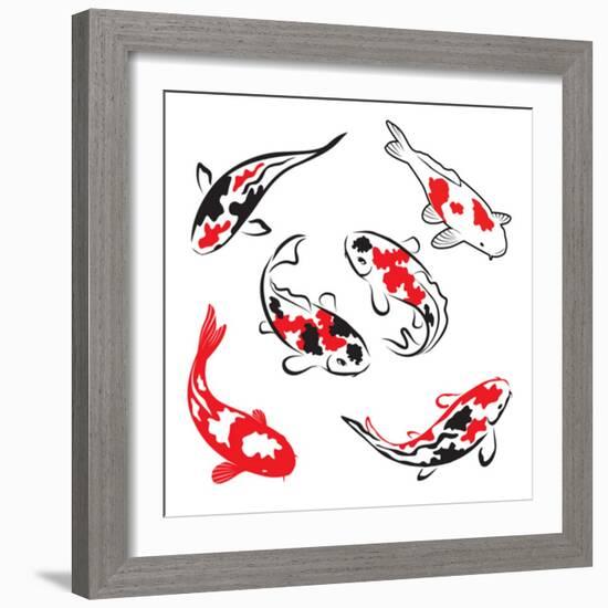Set Of Koi Fish Illustration-Pixelcraft-Framed Art Print
