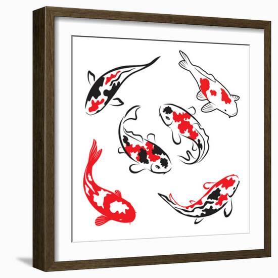 Set Of Koi Fish Illustration-Pixelcraft-Framed Art Print