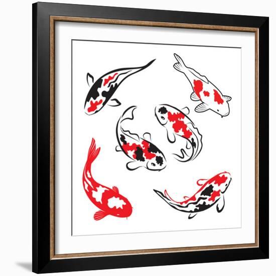 Set Of Koi Fish Illustration-Pixelcraft-Framed Art Print