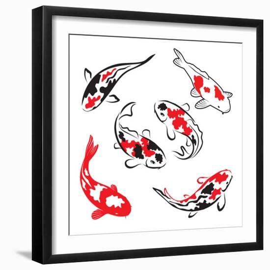 Set Of Koi Fish Illustration-Pixelcraft-Framed Art Print