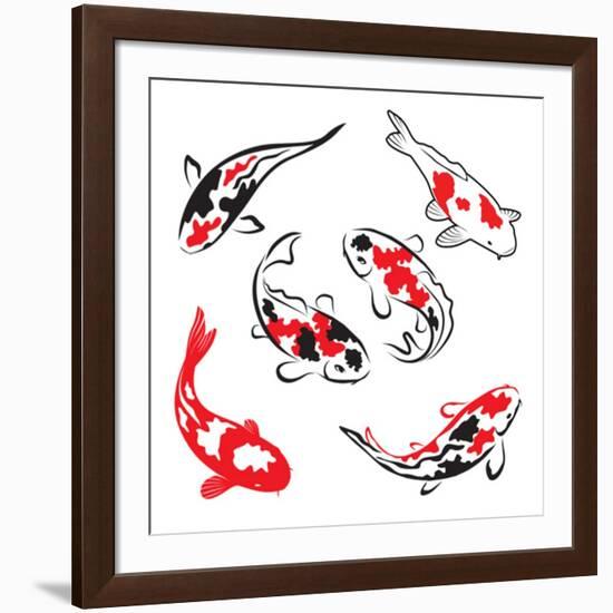 Set Of Koi Fish Illustration-Pixelcraft-Framed Art Print